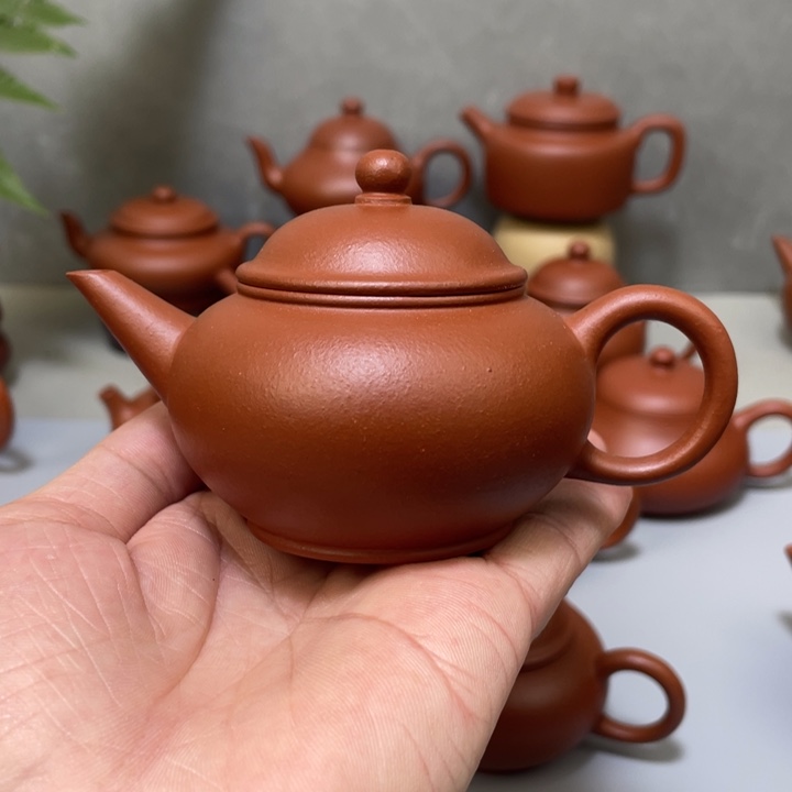 紫砂茶宠生砂生料朱泥小水平壶