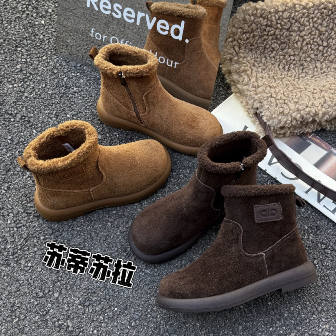 1080-3小土豆时尚雪地靴韩版雪地靴平底欧美风加绒