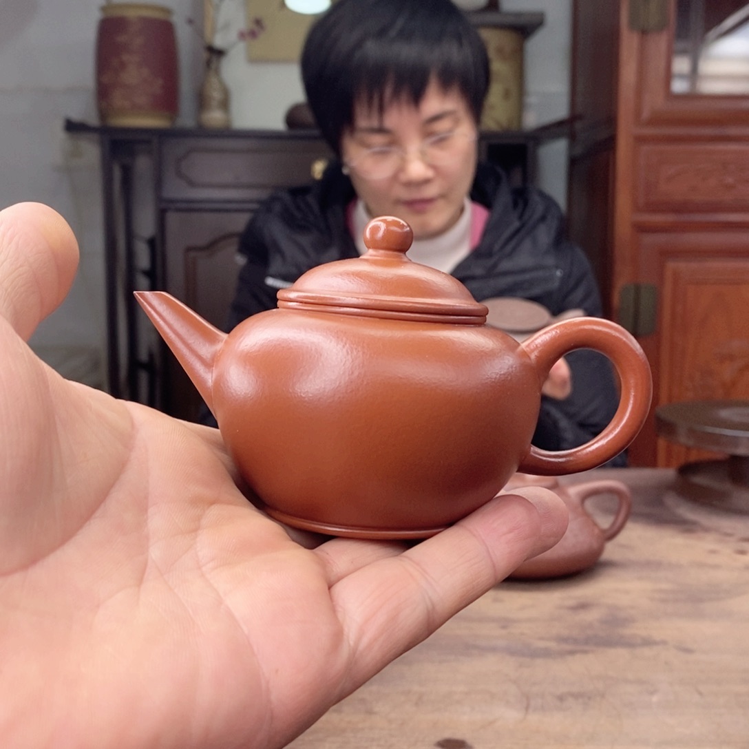 紫砂茶壶棉*糖朱泥水平壶