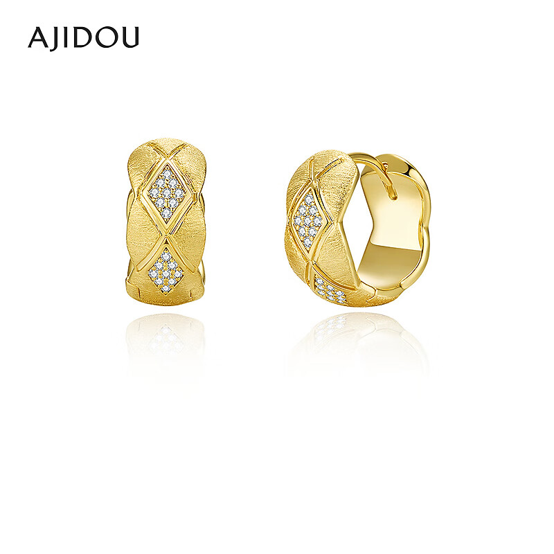 莫桑石合金合成锆石耳饰 AJIDOU阿吉豆女款金色合金耳圈【ZYQ】
