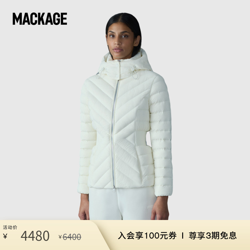 MACKAGE女士 IDALEE连帽收腰轻薄绗缝羽绒服外套