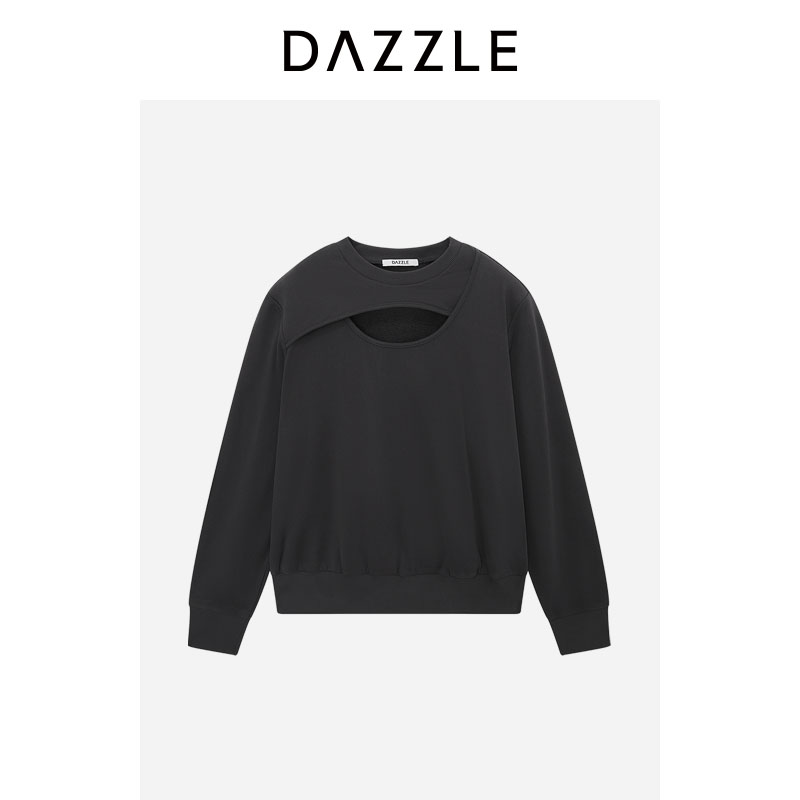 DAZZLE 地素卫衣春季深灰色镂空卫衣2H1J102