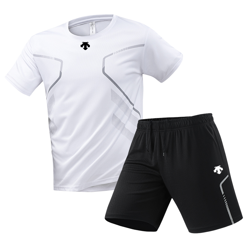 奥特莱斯速干短袖t恤短裤套装迪夏季运动休闲跑步桑薄款两件套特