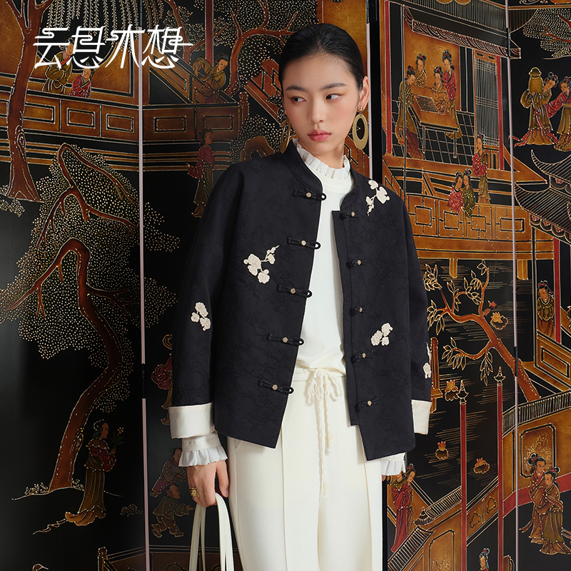 Ysimo-X云思木想 梅花仙子 立领盘扣绣花提花含羊毛短外套13787
