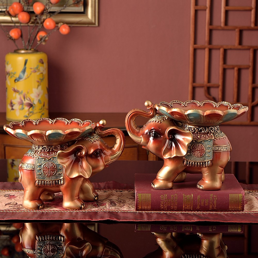 【彩绘】高档乔迁新居客厅茶几电视柜摆设开业大象摆件招财风水象