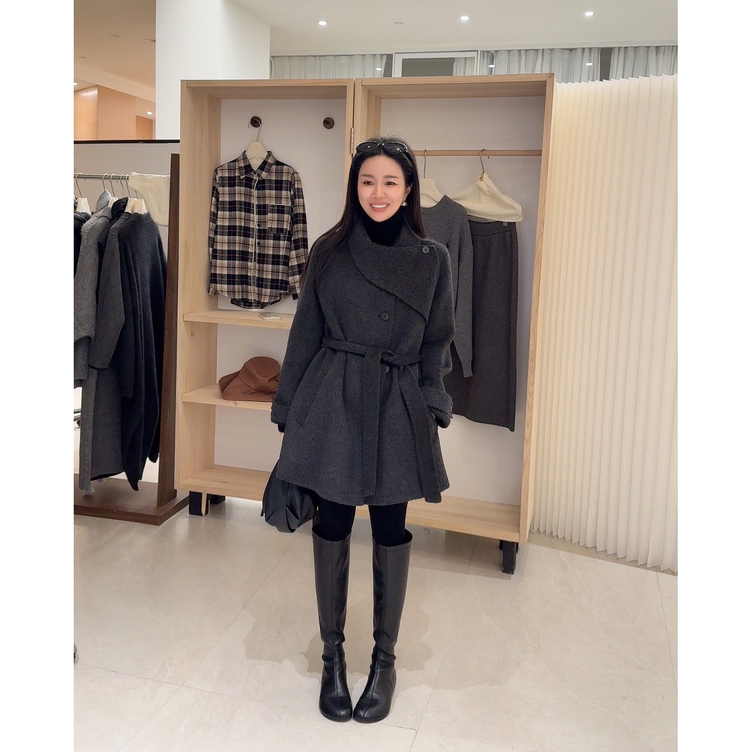 鑫燃KIKI 100羊毛秋冬纯色中长款常规毛呢外套  2515 MHT 