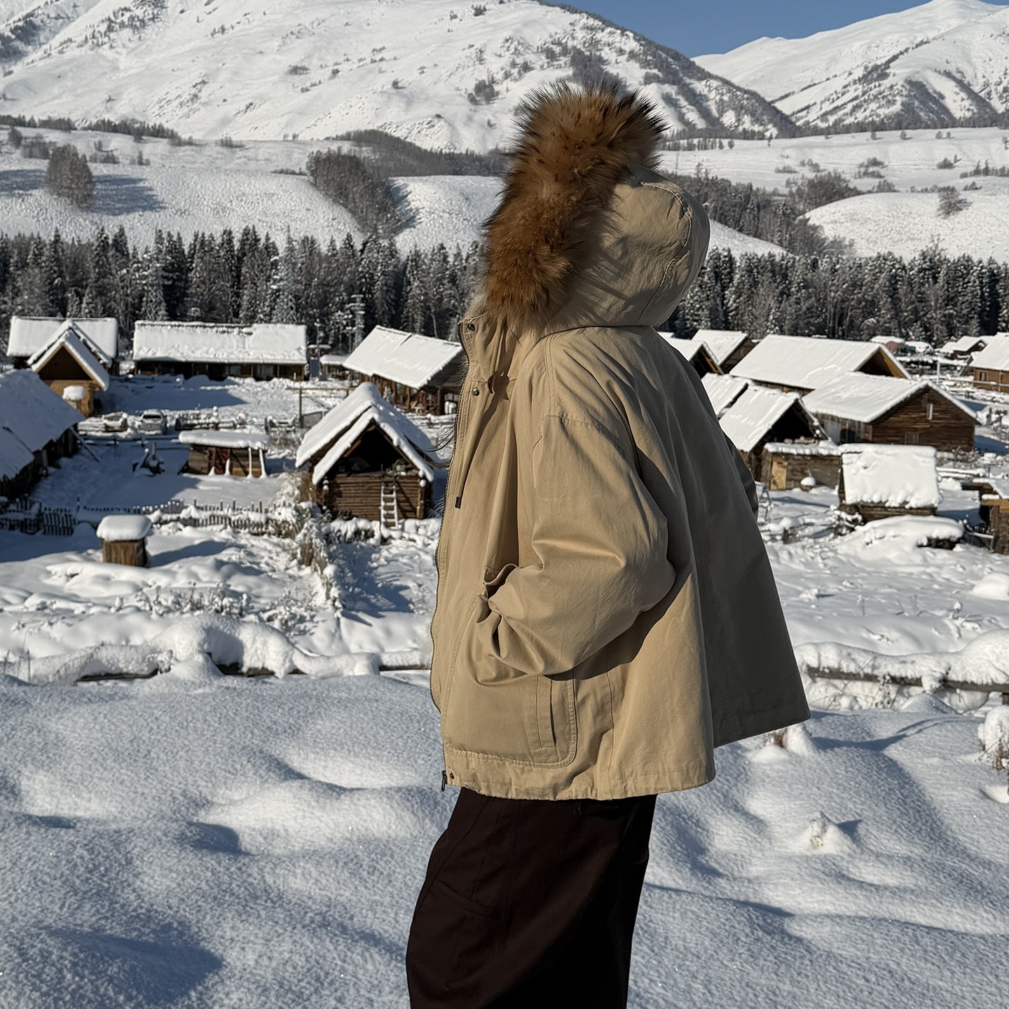 【CHUMINGMING】【雪拥】貉子毛拼格鹅绒派克服BL25K52