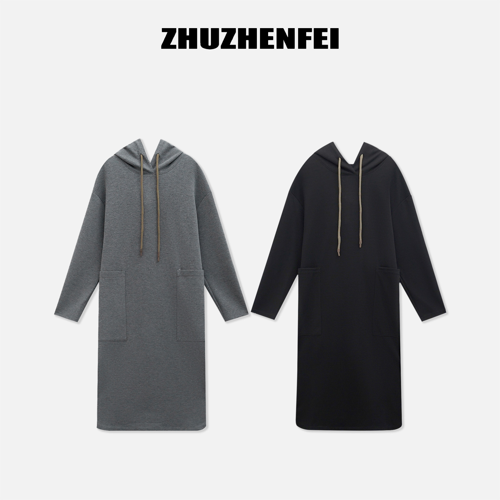 【上新】设计师原创新款宽松连帽慵懒风吸汗百搭长袖连衣裙-Z353076