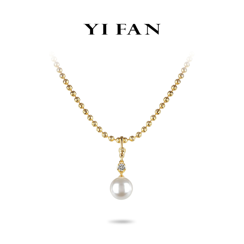 坠链均925银合成锆石 2424-时尚气质百搭金色简约珠珠项链 （65CM