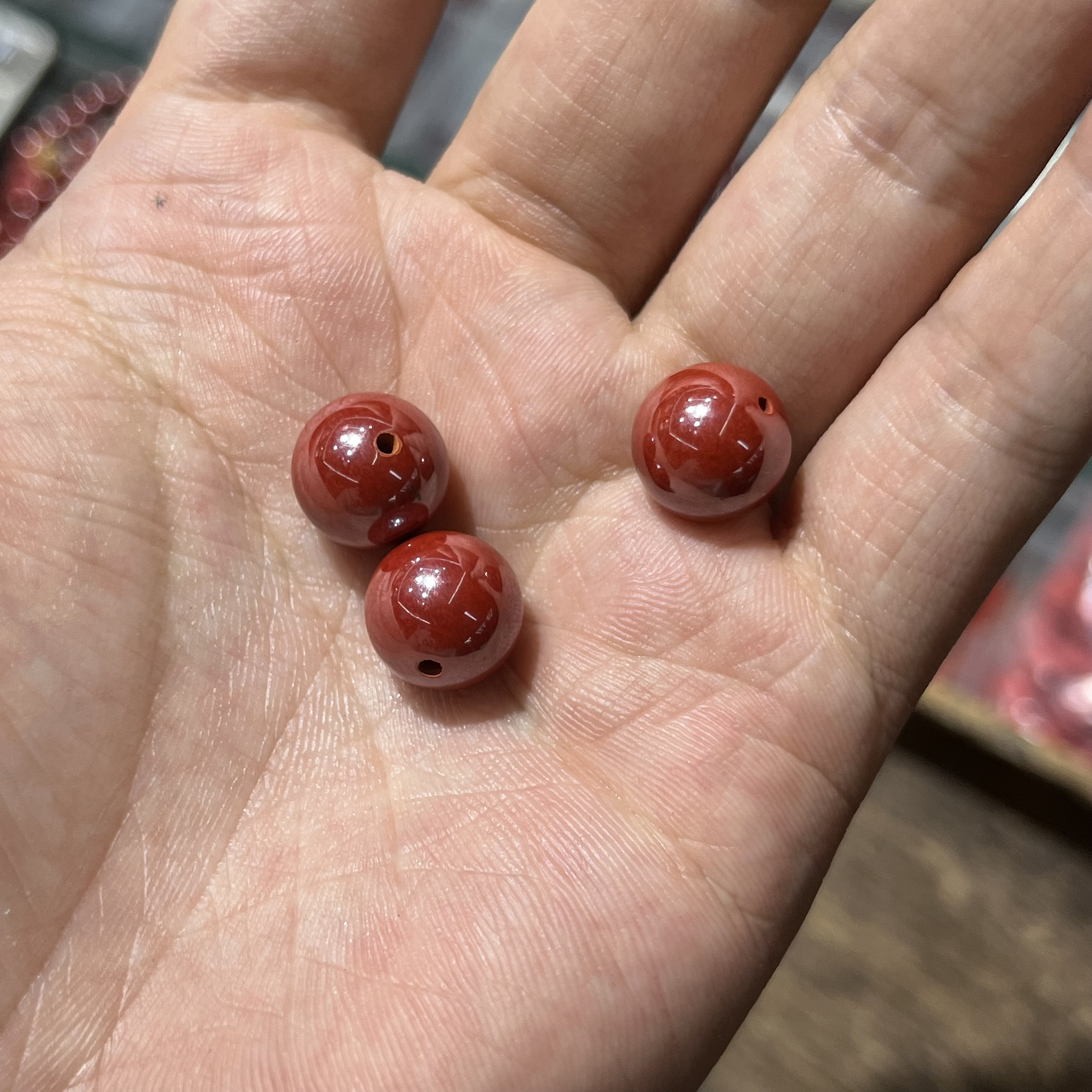 含辰砂工艺品7038-帝王砂单珠三颗发货12mm