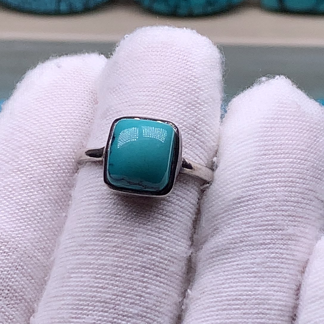 绿松石银S925镶嵌戒指