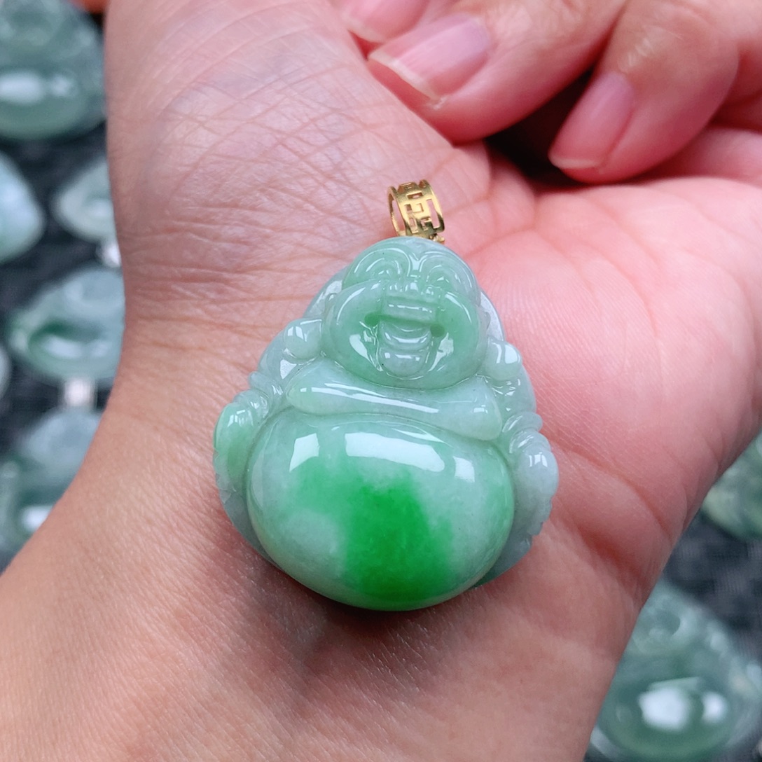 翡翠18K金镶嵌吊坠(不含链)