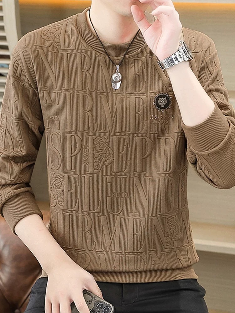 尾货清仓-男士长袖卫衣内搭加绒加厚保暖打底体恤衫秋冬季上衣