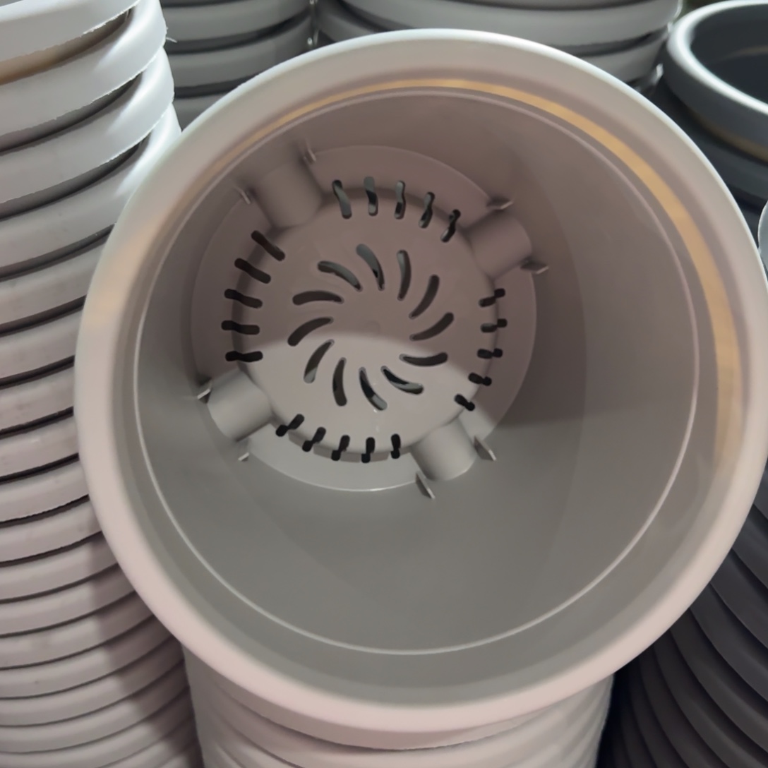 树脂四季盆3#无拖灰白微瑕10