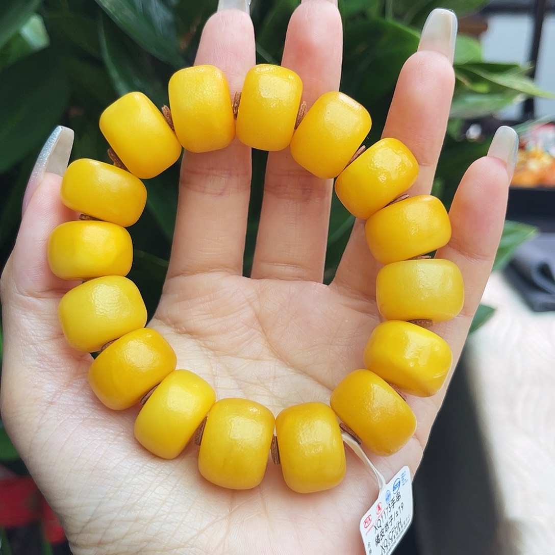 未镶嵌琥珀手链19 m橘皮老蜡