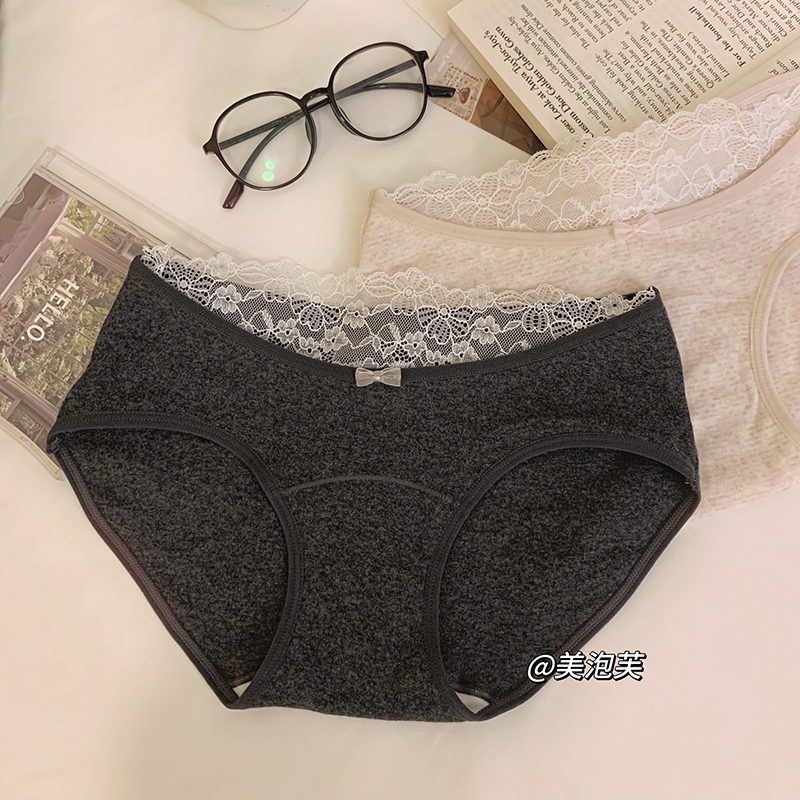 【甜恋小香】2025秋冬新款内裤女纯棉抑菌裆纯欲蕾丝边三角裤中腰