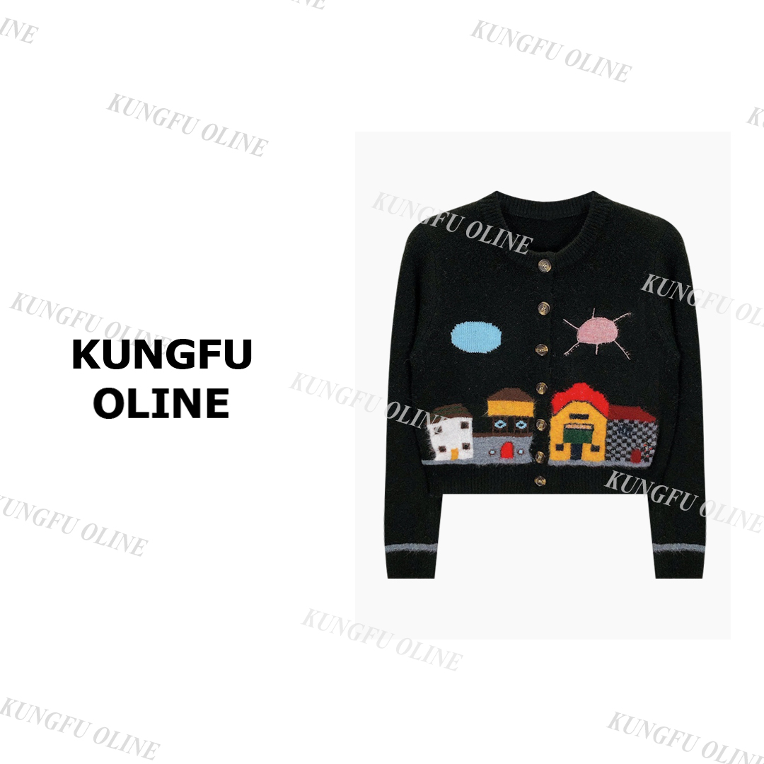 D2292太阳房子秋冬复古提花高级设计师长袖针织衫毛衣KS40-40