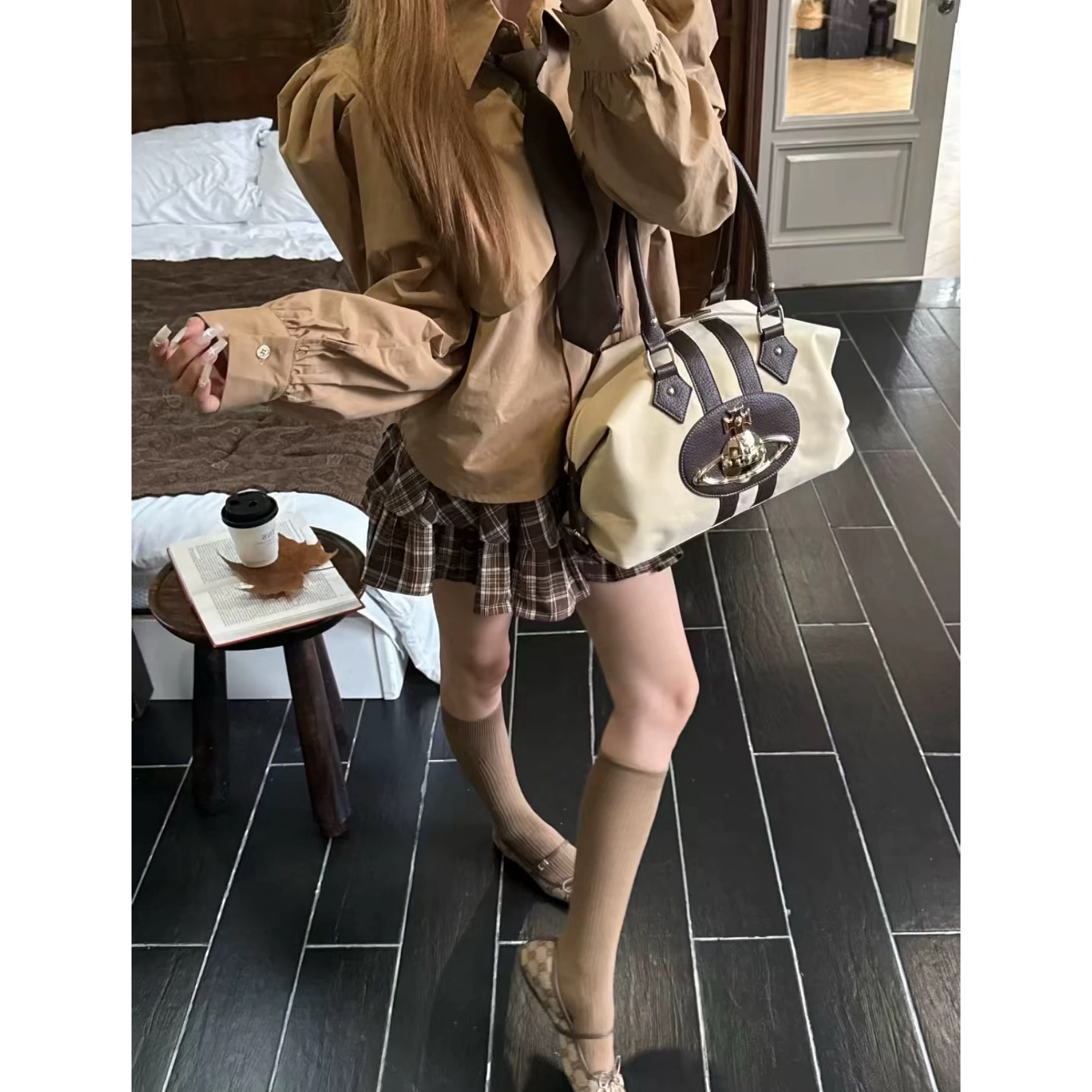 【土豆优选】配领带！泡泡袖衬衫