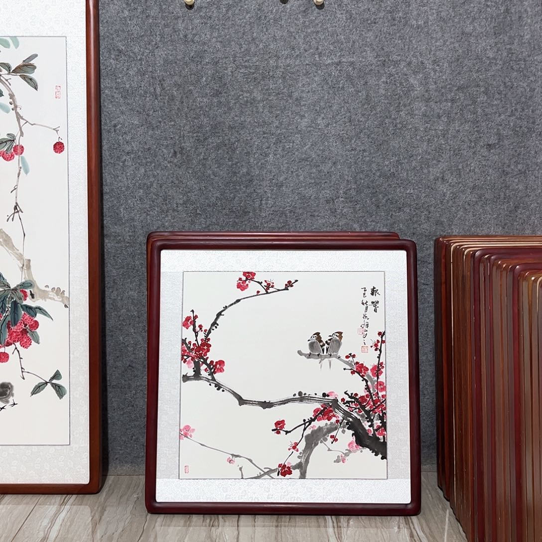 国画书画作品带框63×63