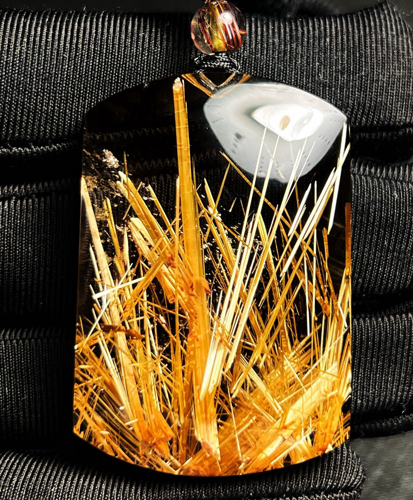 天然钛晶平安无事牌吊坠