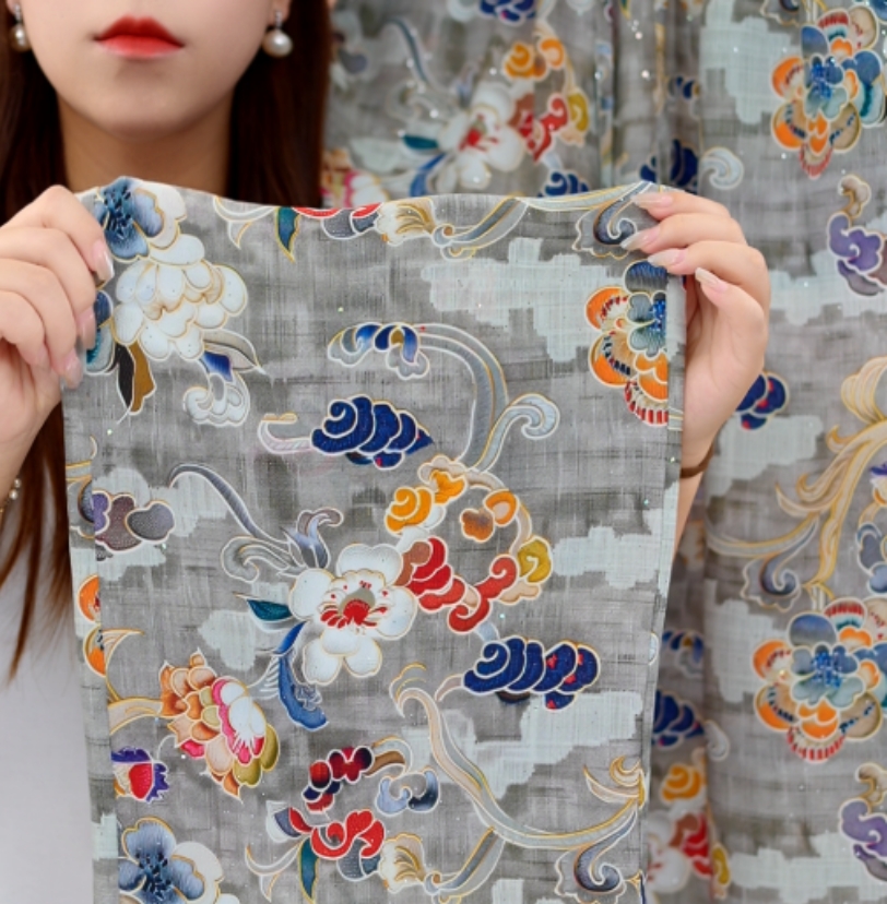 【3D烫花】花间丝绸2025新款高腰垂直冰丝凉感透气阔腿裤C094冰冰