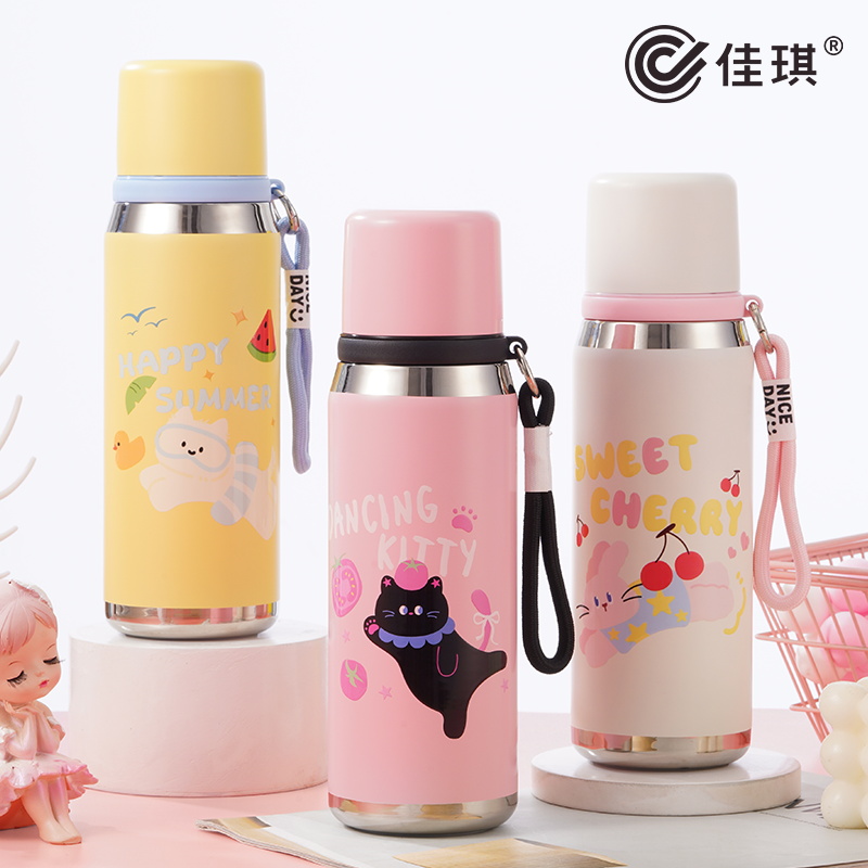 佳琪休闲风卡通6小时以下保温保温杯幼儿可爱杯盖子弹杯