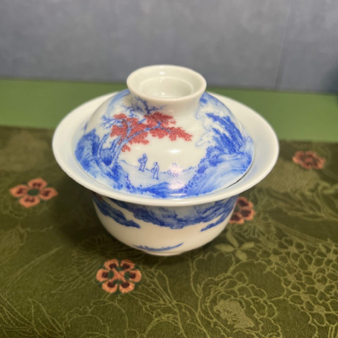 B002查窑-诗文山水盖碗国家级精品盖碗