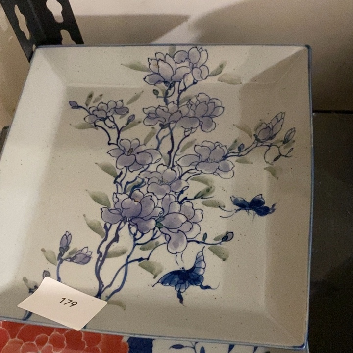 青花瓷景德镇手绘玉兰花方盘