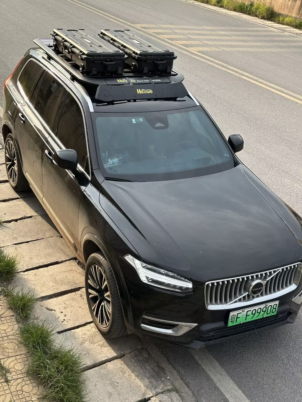 沃尔沃xc90铝合金车顶行李架 爬梯 侧边帐 战速箱小书包 机甲网
