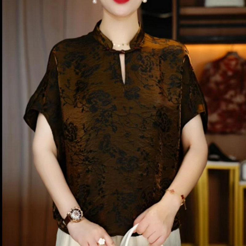 （运费险）2025新中式妈妈装国风印花上衣显瘦百搭夏季优雅轻奢女装