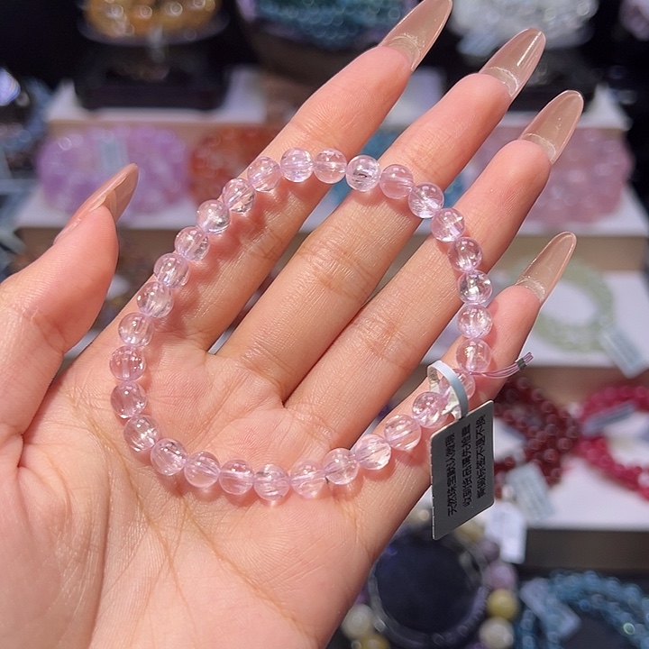 手串锂辉石未镶嵌祖宗级冰种紫锂辉6.2mm