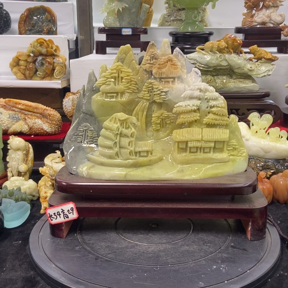 石材天然岫岩玉摆件