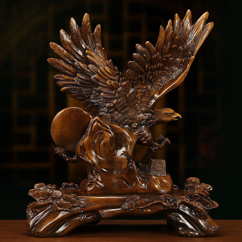 拼搏雄鹰大展宏图木雕家居摆件【直播】