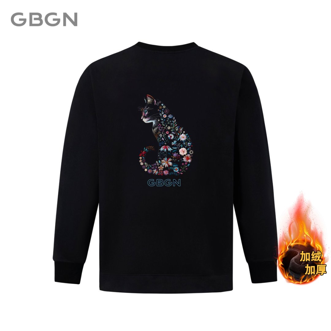 GBGN【繁华猫语】重工刺绣工艺秋冬新款加绒加厚重磅潮牌卫衣G6668