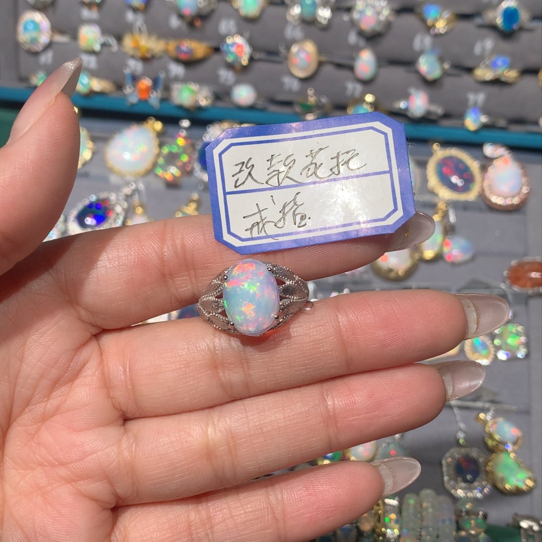 欧泊福利戒指改款定制 不退不换银S925镶嵌小***糖