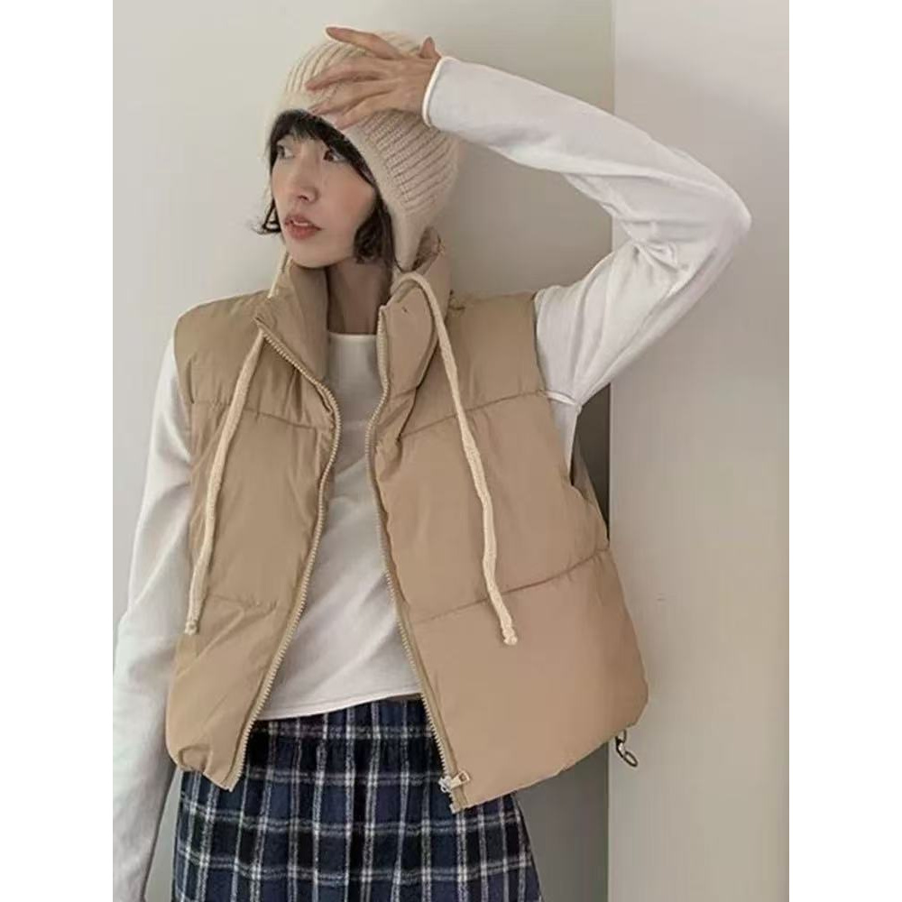 5561 24冬季新款首ins风百搭拉链立领棉衣背心马甲女