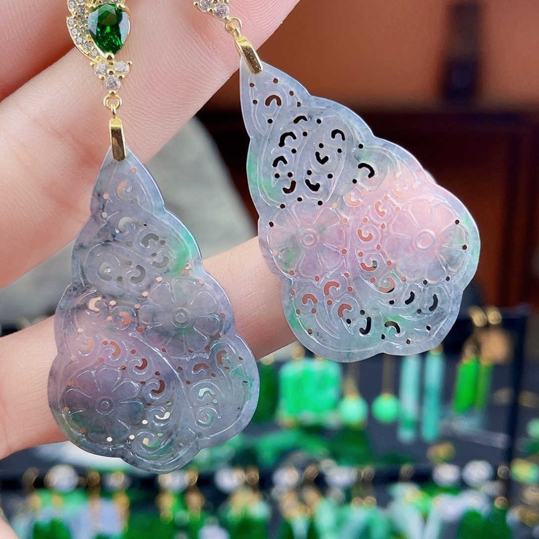 翡翠银S925镶嵌耳饰饰品