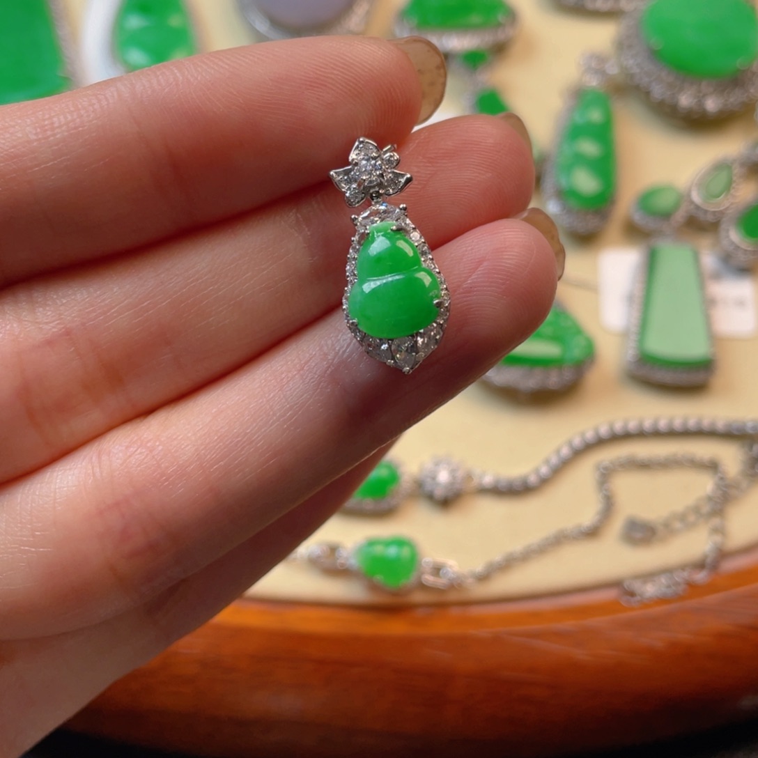 翡翠吊坠(不含链)银S925镶嵌