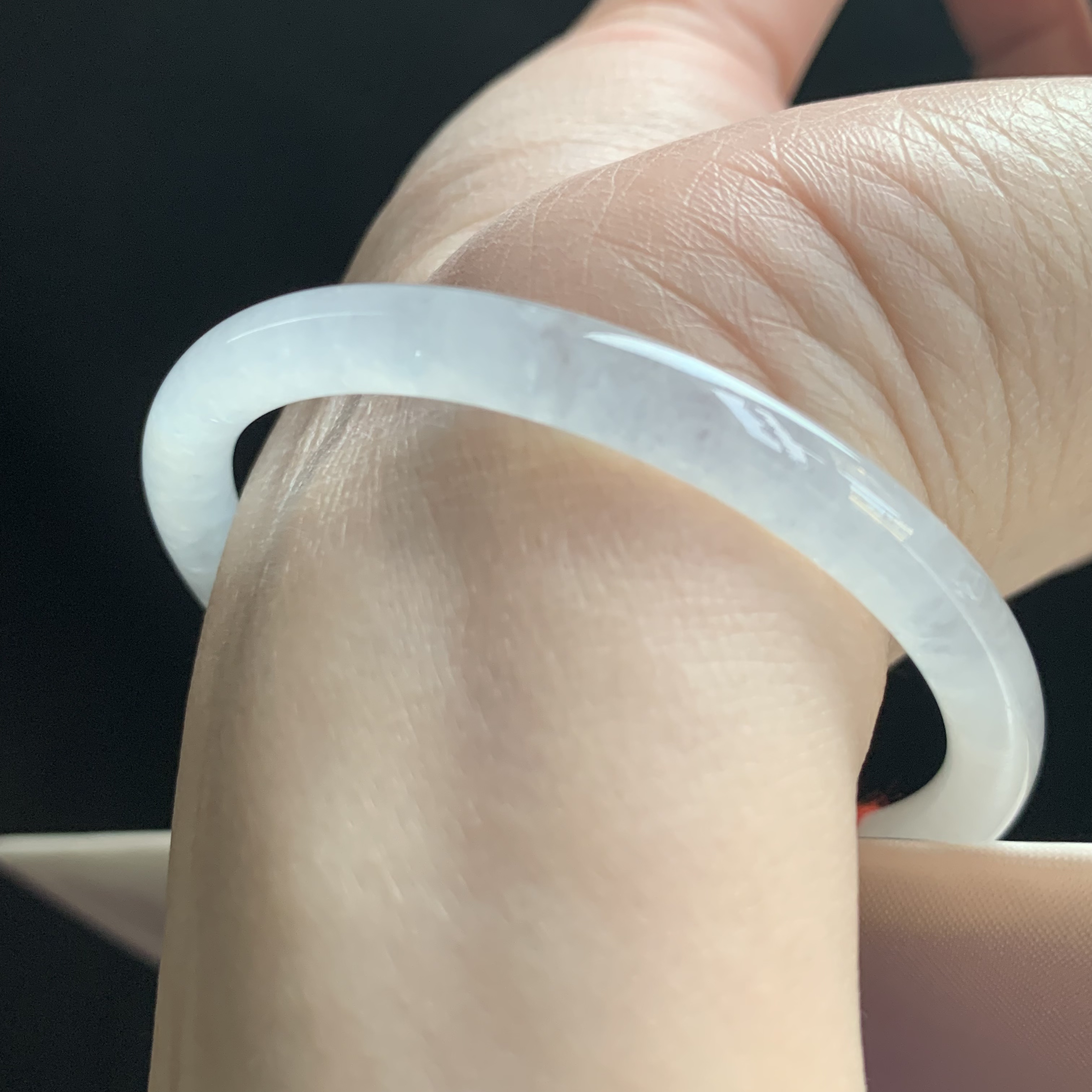 52圈白冰种圆条翡翠8117长顺纹扣手裂51.8-6.2少女美人条缅甸翡翠