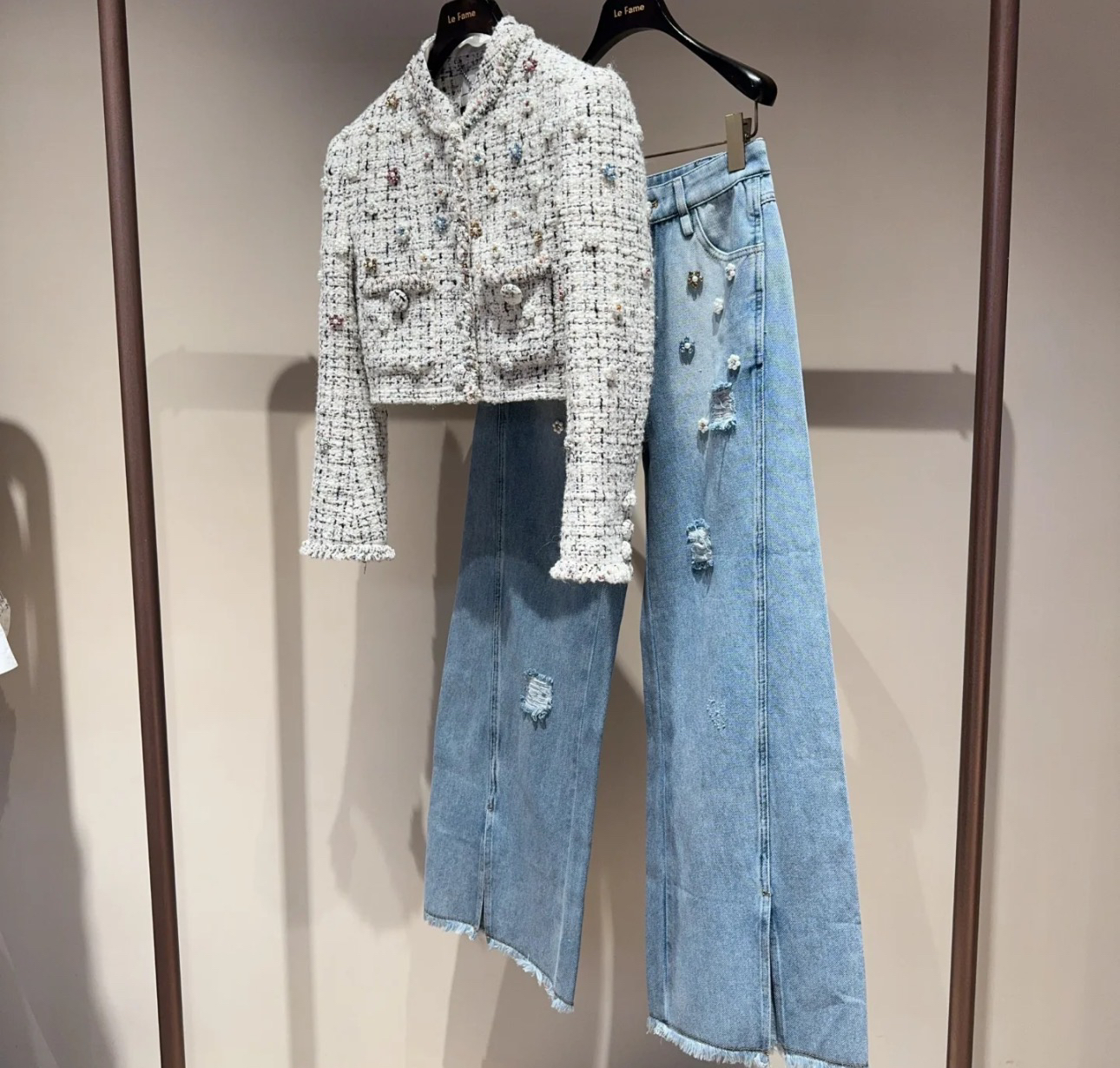 Eleven买手店春款重工开叉牛仔裤（不退换，拍下即默认）