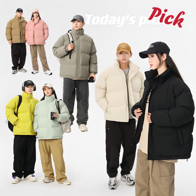 冬季多巴胺色系立领棉服情侣米面包服加厚保暖棉衣棉袄外套