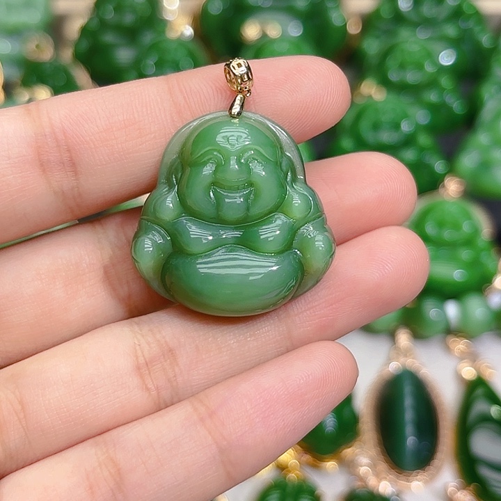 和田玉（碧玉）18K金镶嵌颈饰