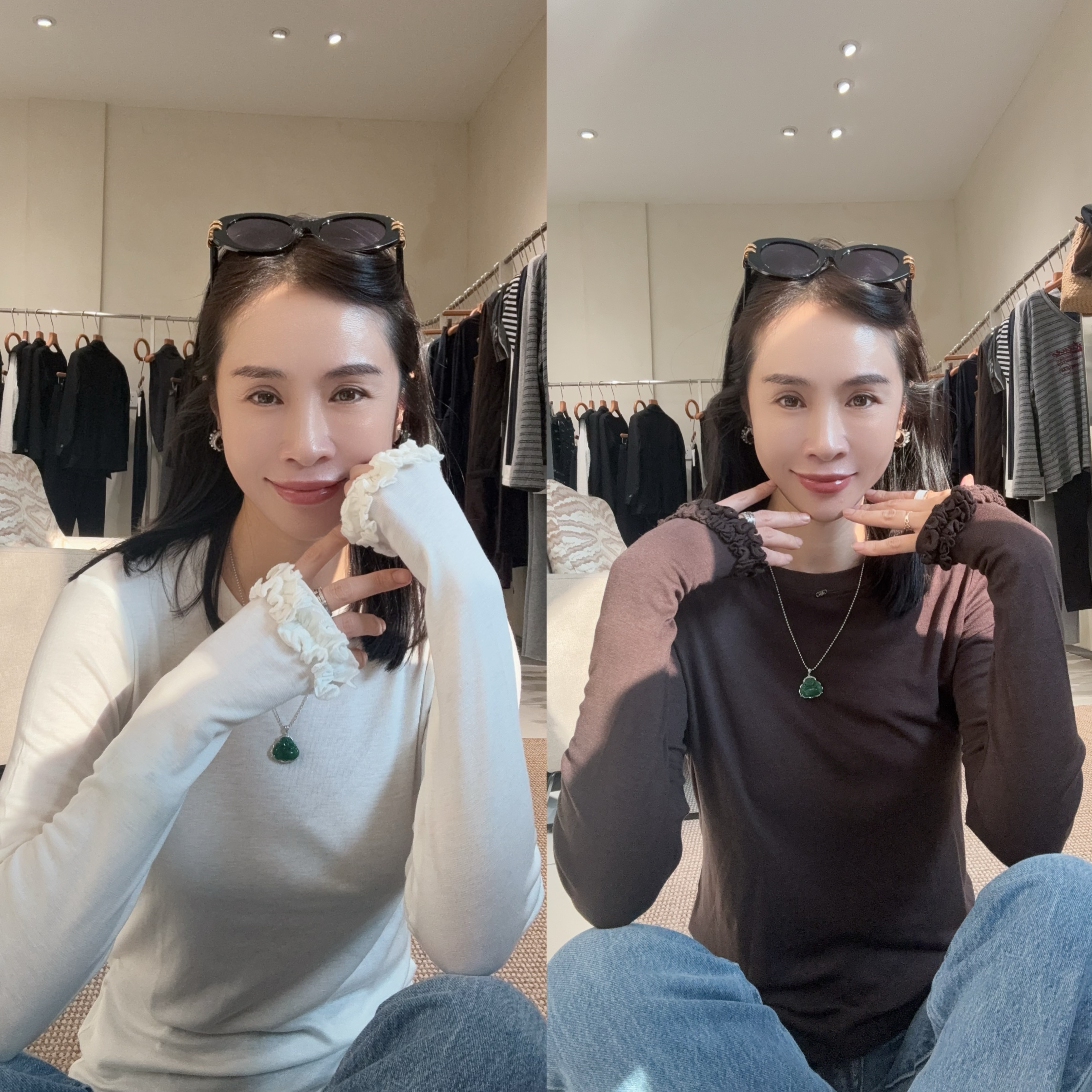 （小雨推荐2669）长袖圆领打底时尚韩版木耳边修身型T恤圆领百搭