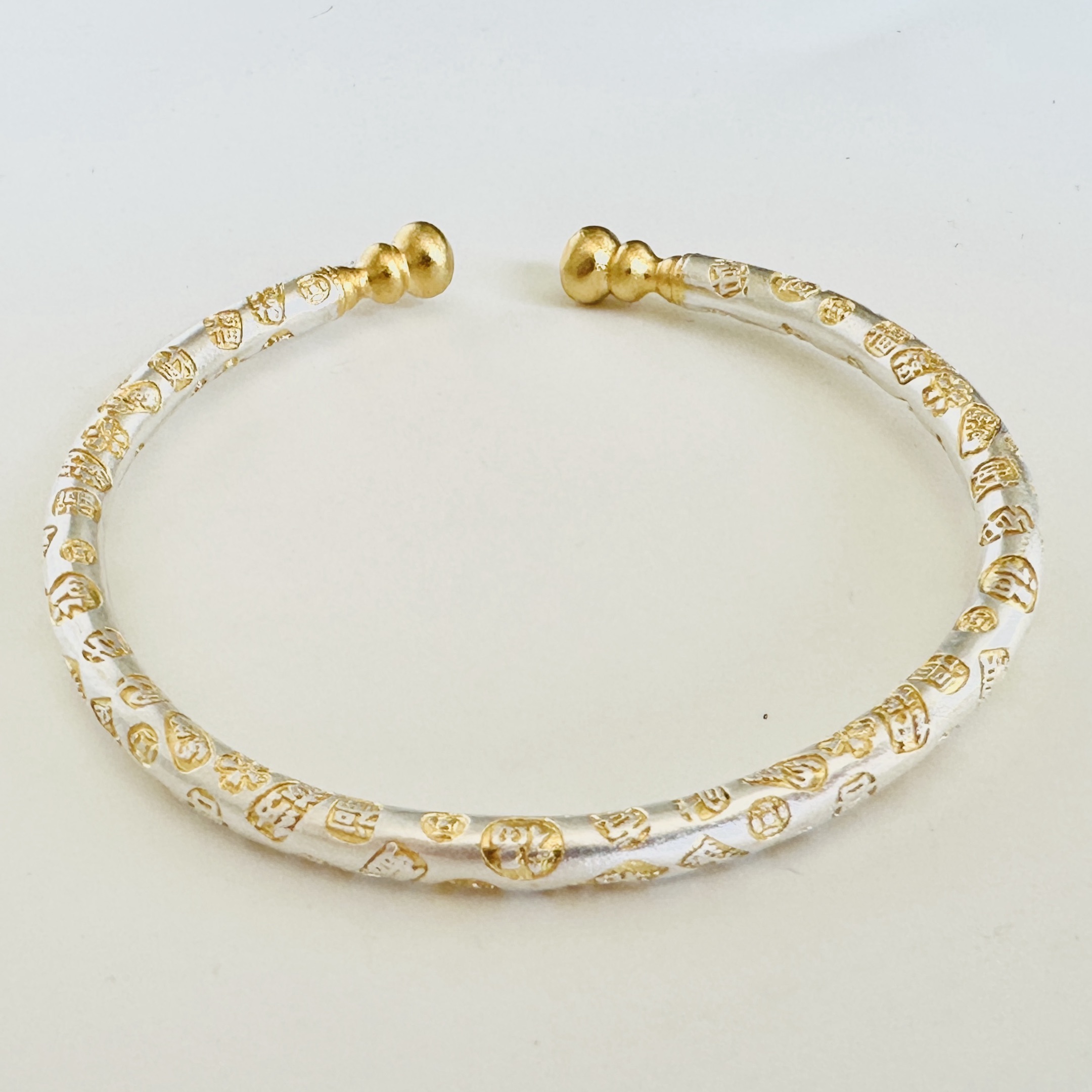 足银手镯 【吉言葫芦】描金手镯