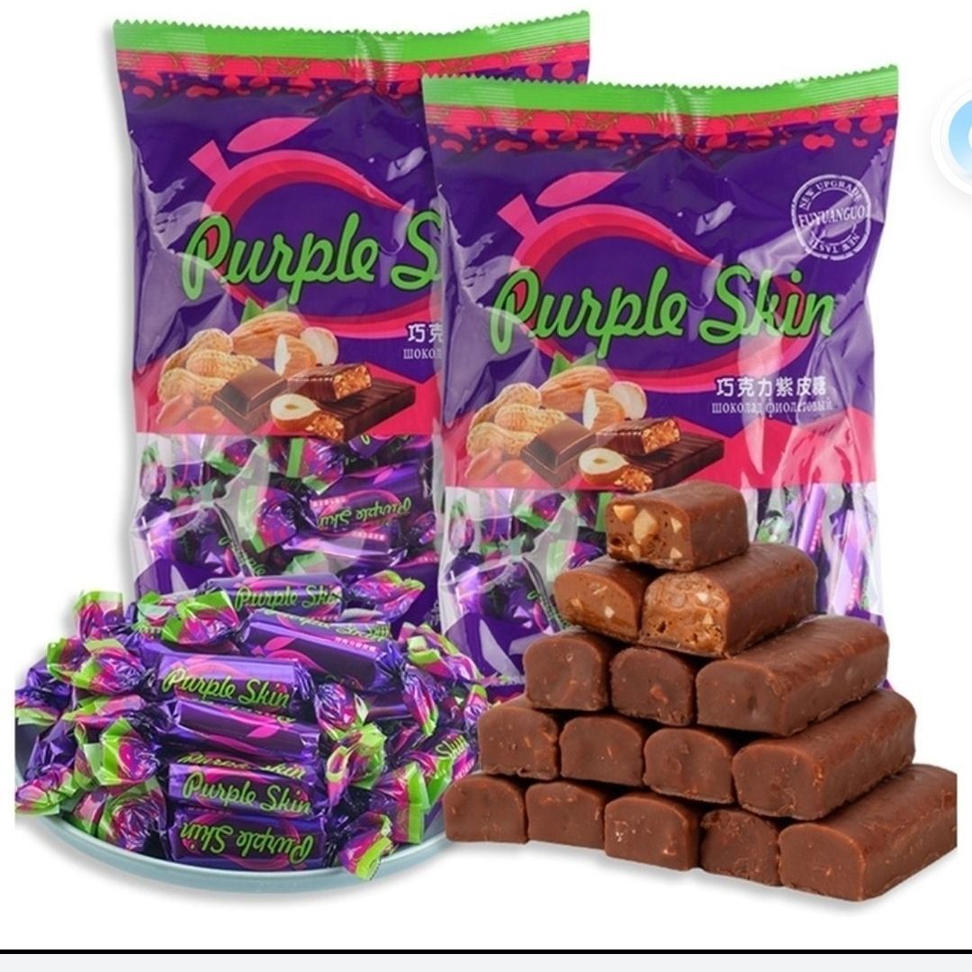 紫皮糖醇香巧克力国产喜糖夹心巧克力休闲零食果仁酥糖果年货零食