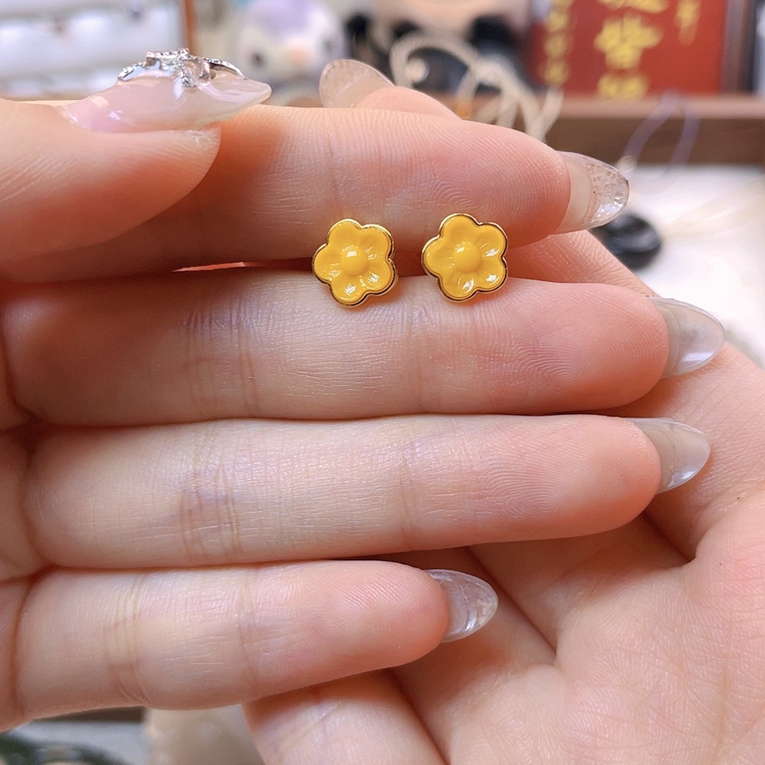 蜜蜡银S925镶嵌耳饰