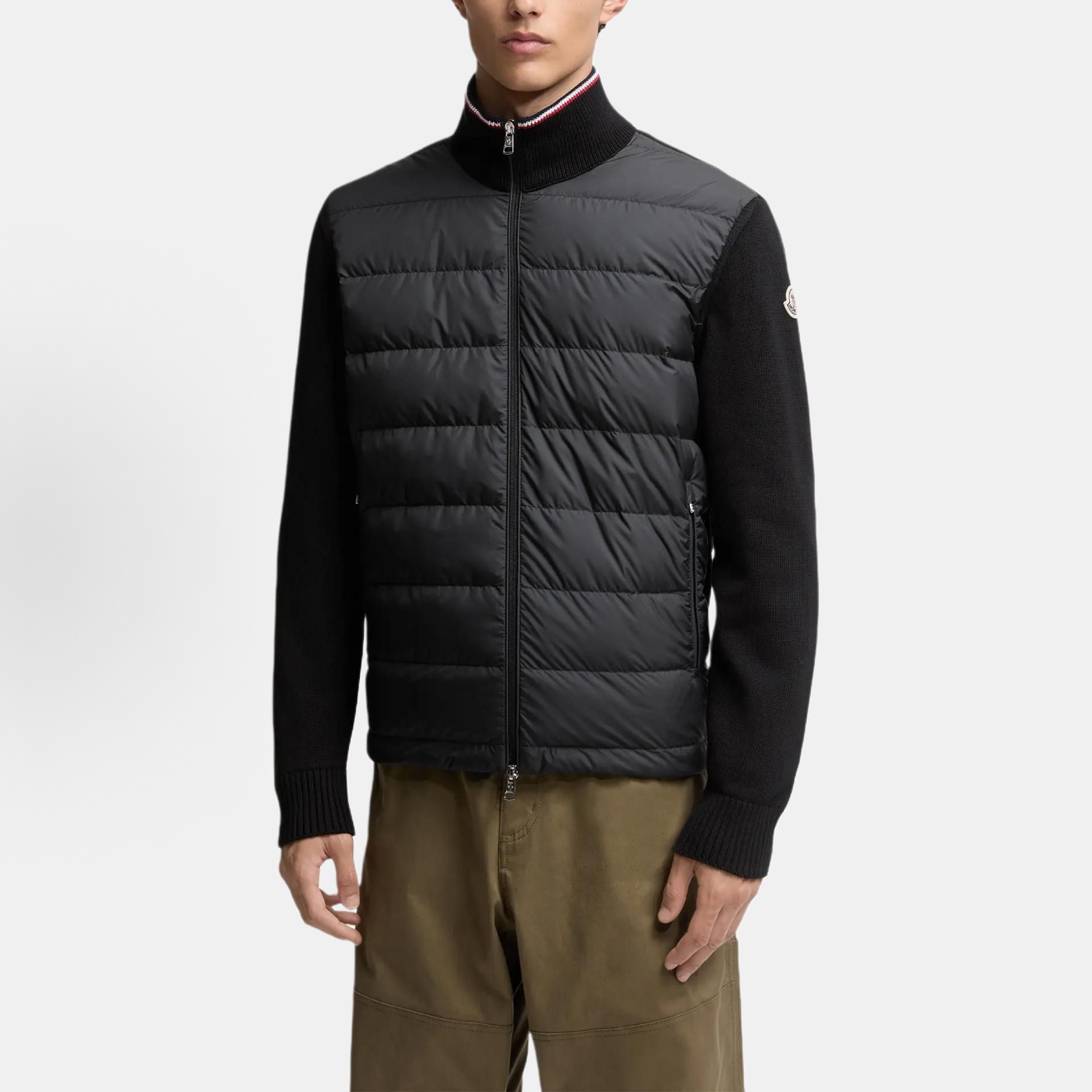 未使用 MONCLER 盟可睐 25新款领口条纹鹅绒拼接长袖羽绒服 男款
