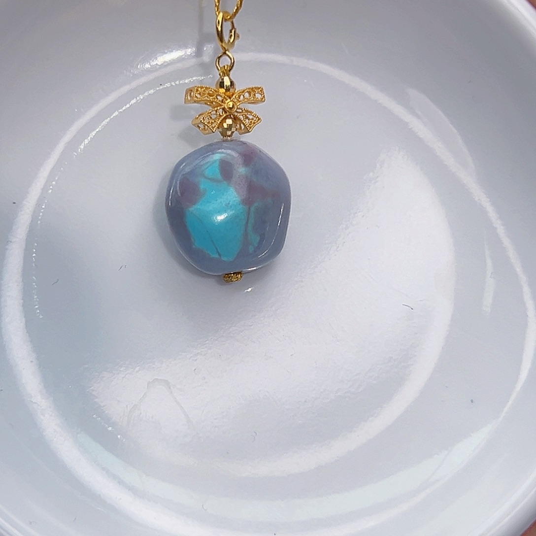 绿松石珠宝奇石18K金镶嵌