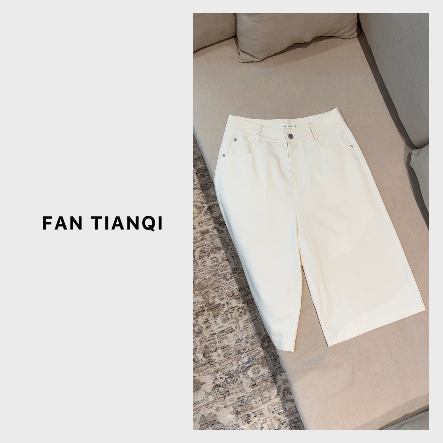 范天奇/FAN TIANQI【六分裤】水洗棉宽松牛仔阔腿短裤FZNK54104