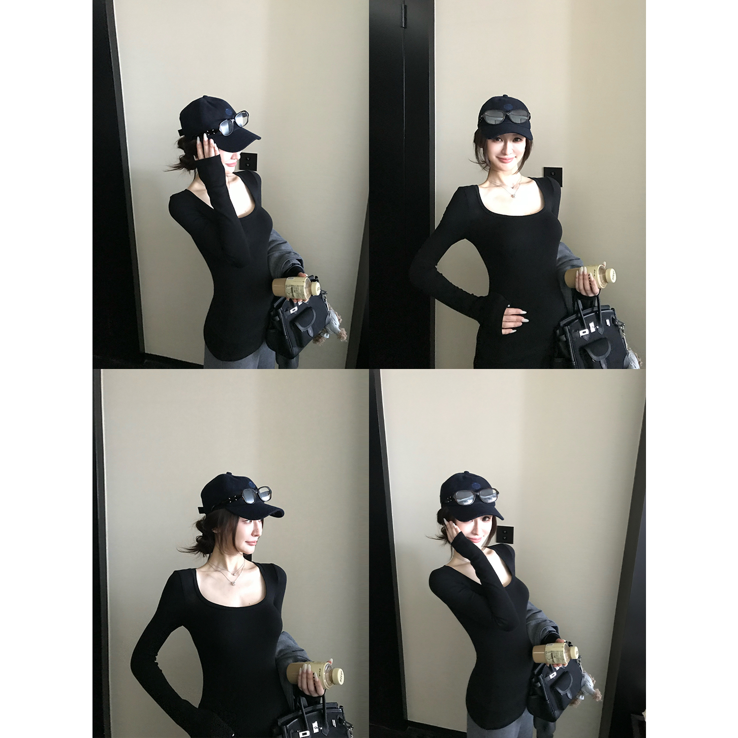 'sk*ms小蛮腰'奢贵250G阿尔巴斯羊绒羊毛U领沙漏腰长袖打底衫